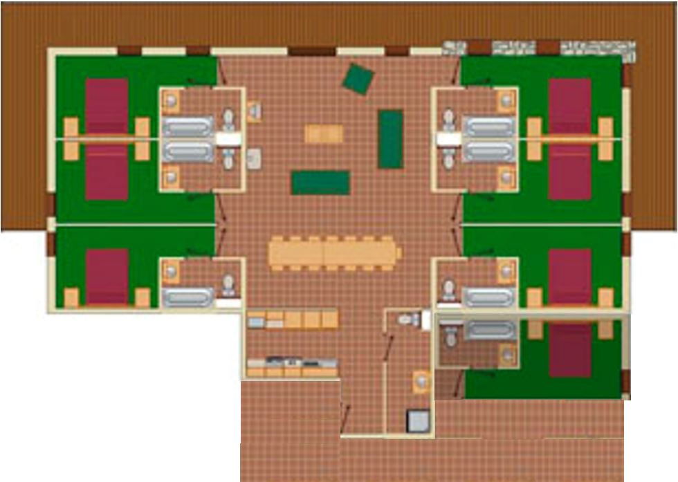 12-15 Person Apartment Plan